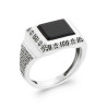 Bague homme coté fantaisie pierre agate noir rectangle