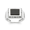 Bague homme coté fantaisie pierre agate noir rectangle