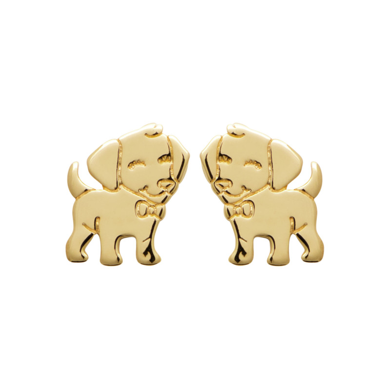 Boucles d'oreilles plaqué or petit chien