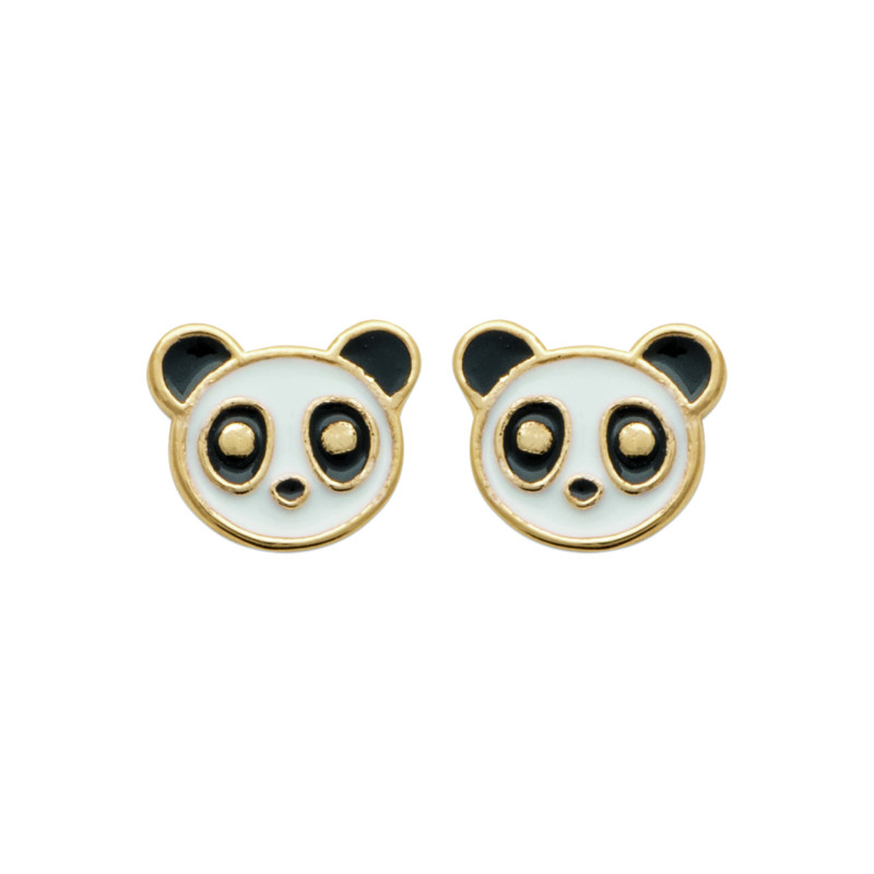 Boucles d’oreille tête de panda en plaqué or – Douceur et fantaisie - vendues à la paire