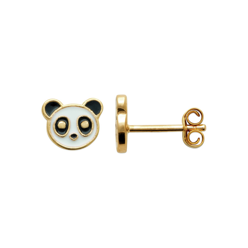 Boucles d'oreille plaqué or tête de panda