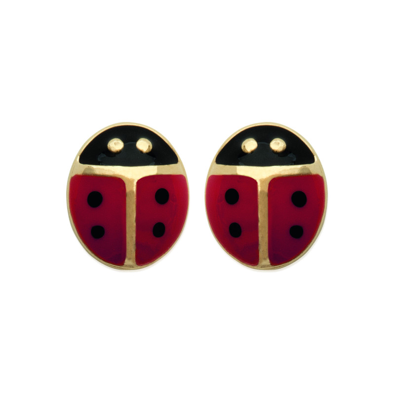 Boucles d'oreilles plaqué or coccinelle