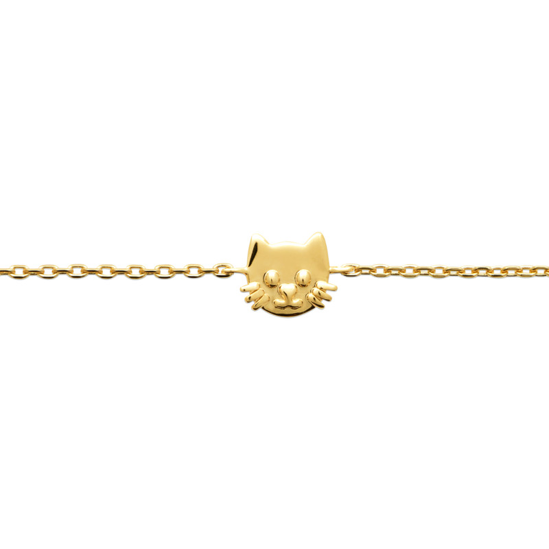 Bracelet plaqué or tête de chat