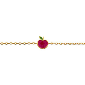 Bracelet plaqué or pomme rouge