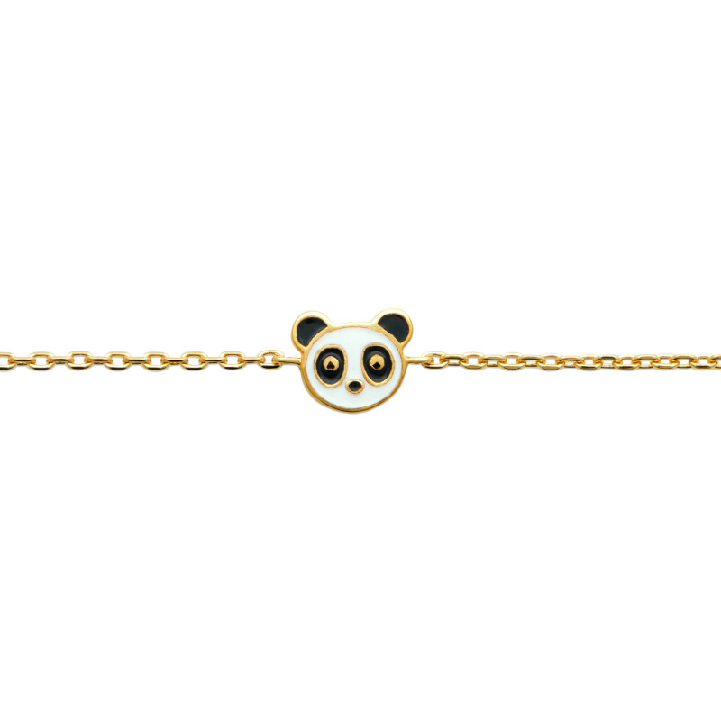 Bracelet plaqué or tête de panda