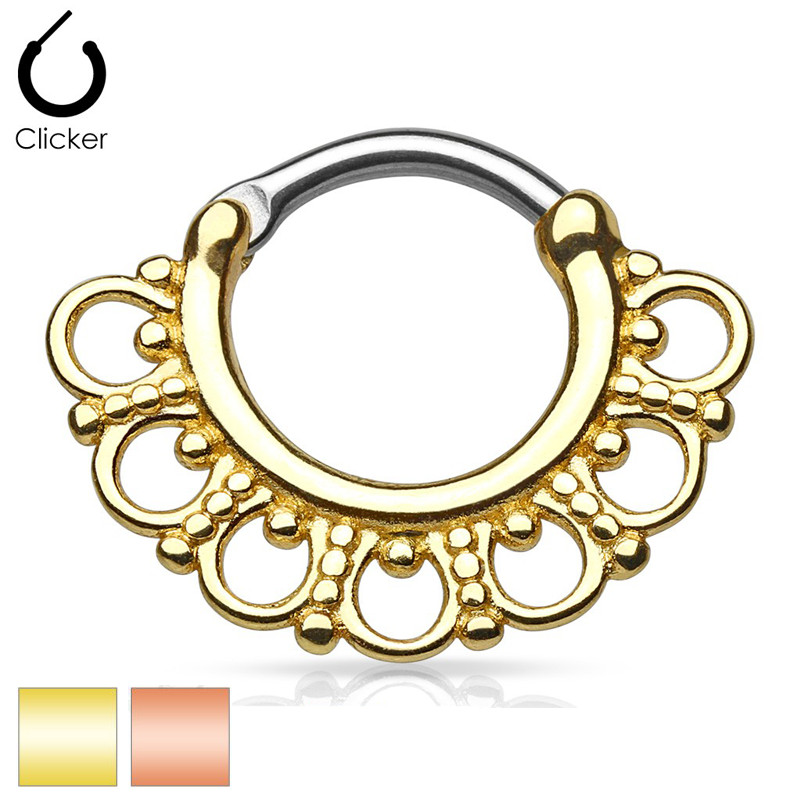 Piercing septum motif tribal en acier - Tarawa.com