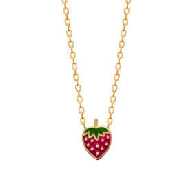 Collier plaqué or fraise