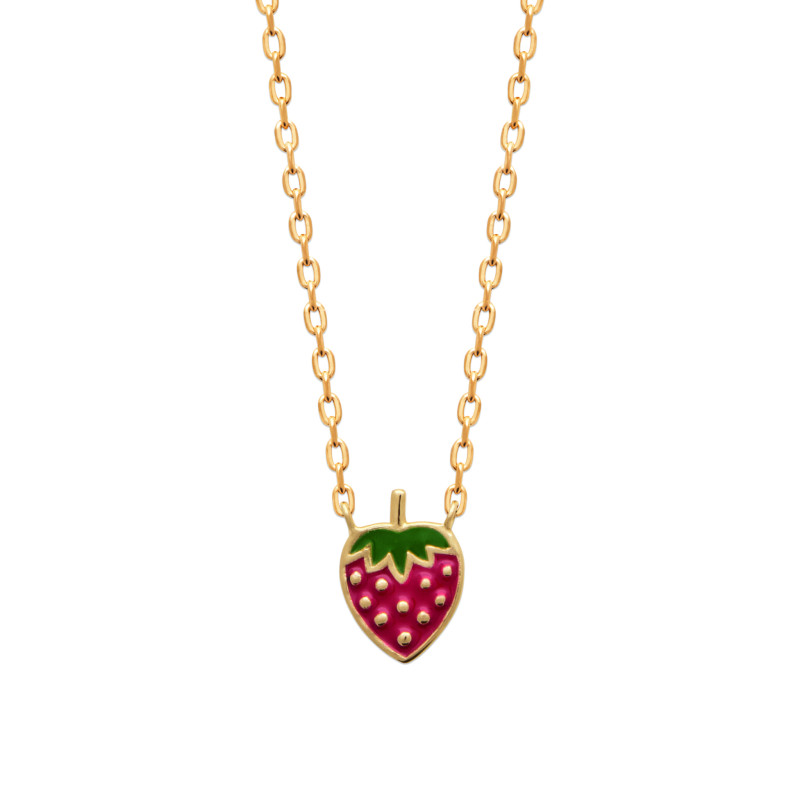 Collier plaqué or fraise