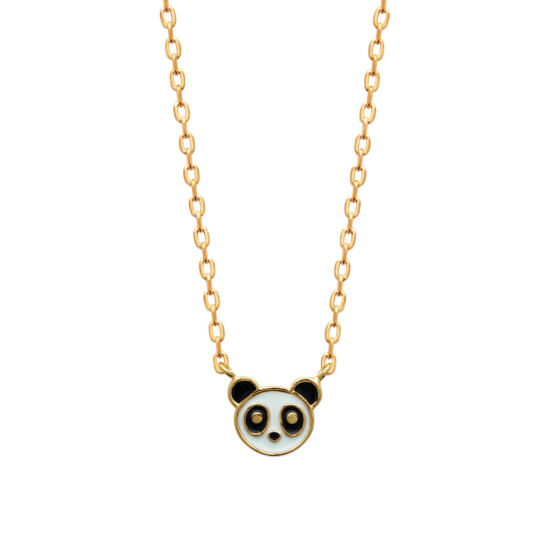 Collier plaqué or tête de panda