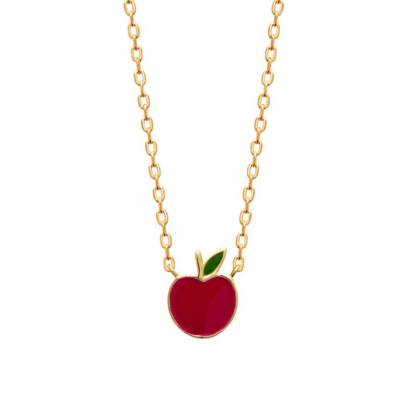 Collier plaqué or pomme rouge