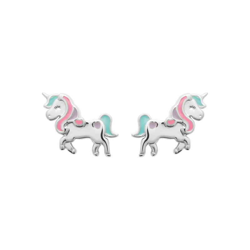 Boucles d'oreilles licorne en argent