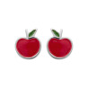 Boucles d'oreilles pomme rouge en argent