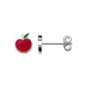 Boucles d'oreilles pomme rouge en argent