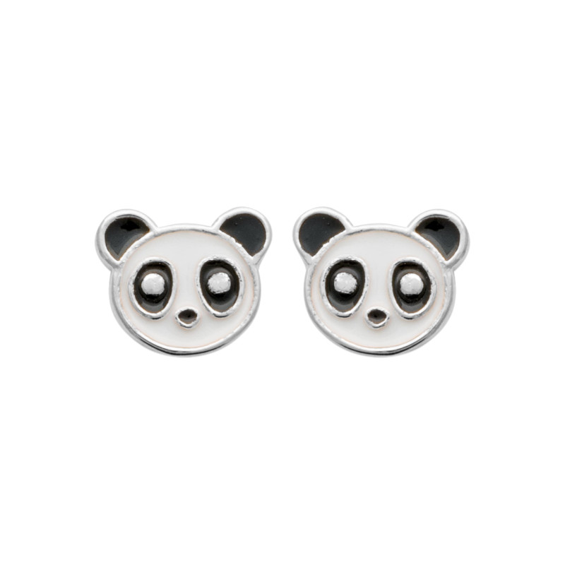 Boucles d'oreilles tête de panda en argent