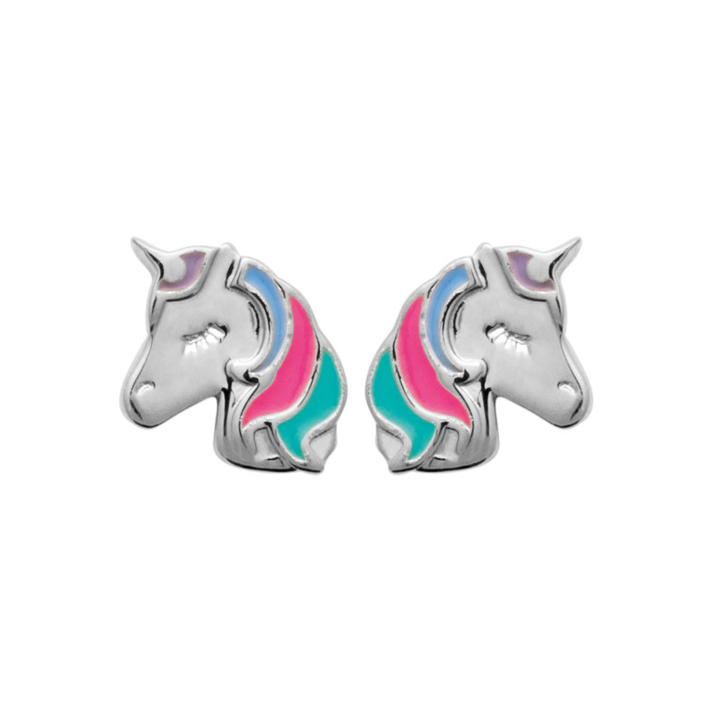 Boucles d'oreilles tête de licorne en argent