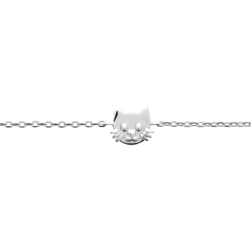 Bracelet tête de chat en argent