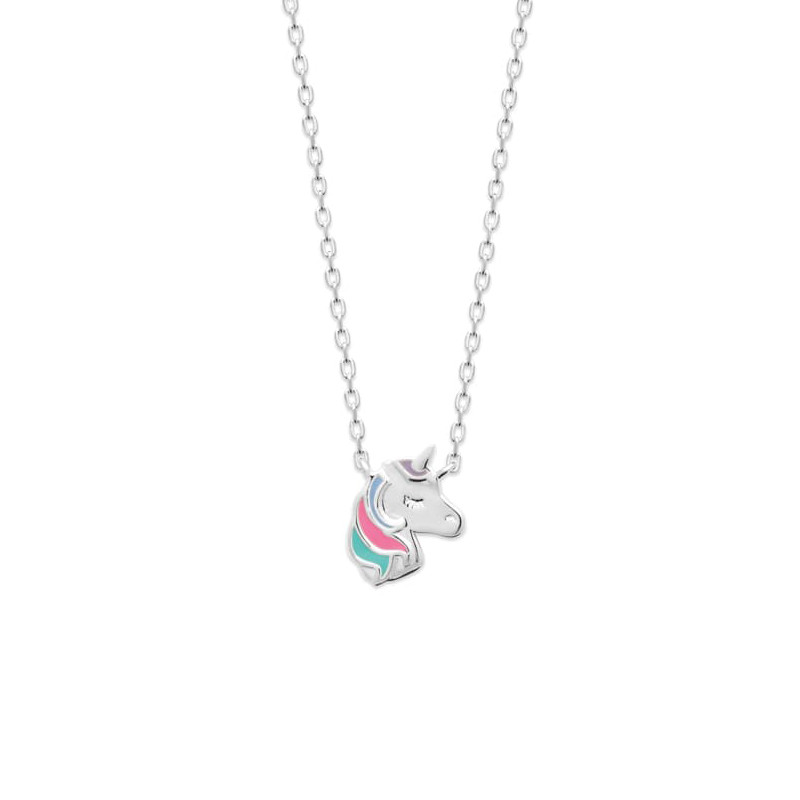 Collier tête de licorne en argent