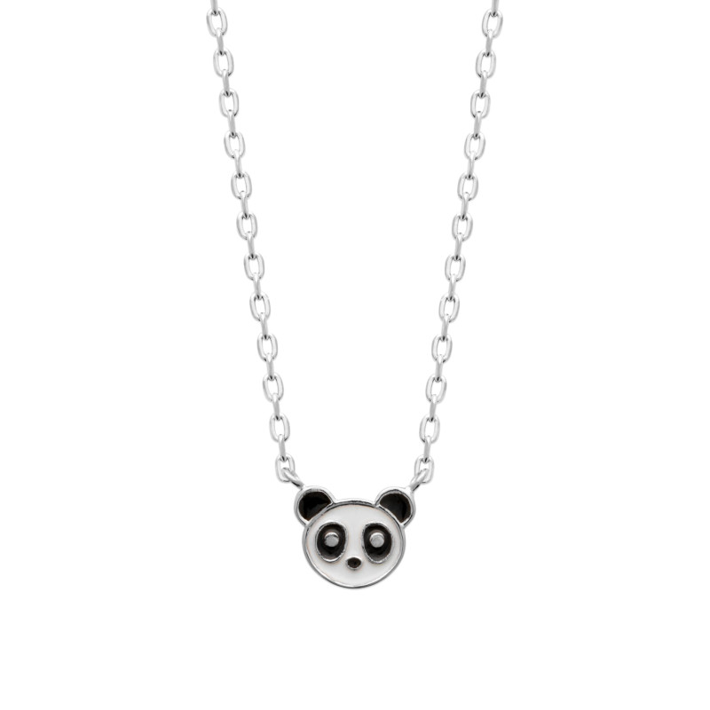 Collier tête de panda en argent