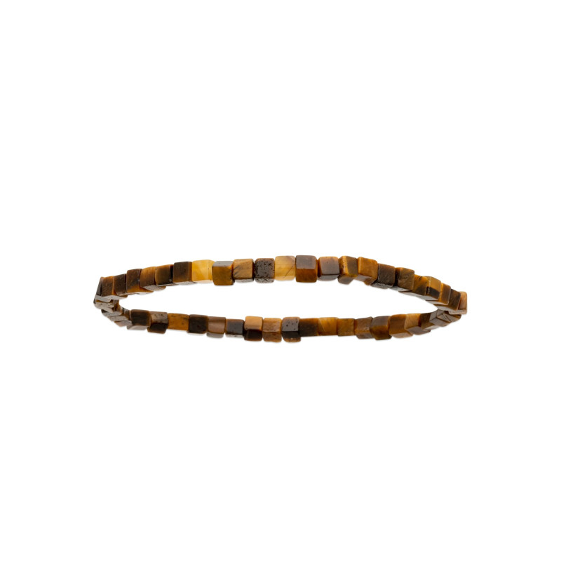 Bracelet homme perle carré œil de tigre