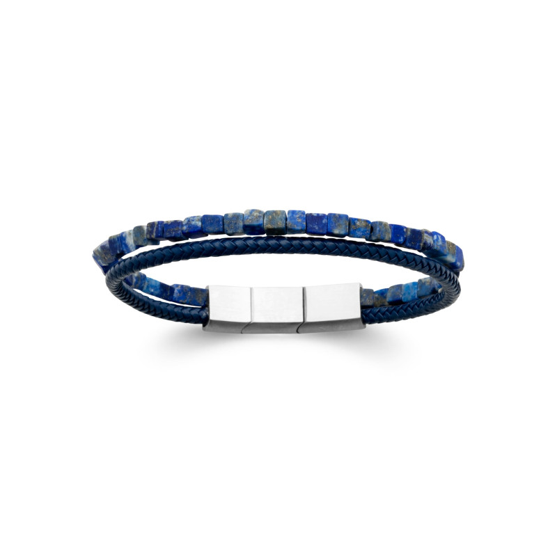 Bracelet homme cuir bleu sodalite