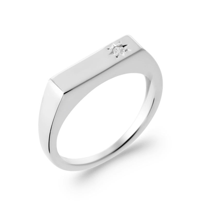 Bague femme plaque avec un CZ