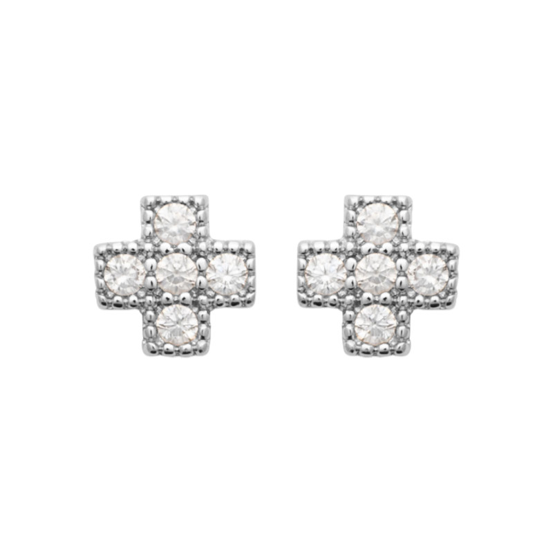 Boucles d'oreilles croix 5 CZ