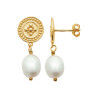 Boucles d'oreilles rond CZ et perle pendante