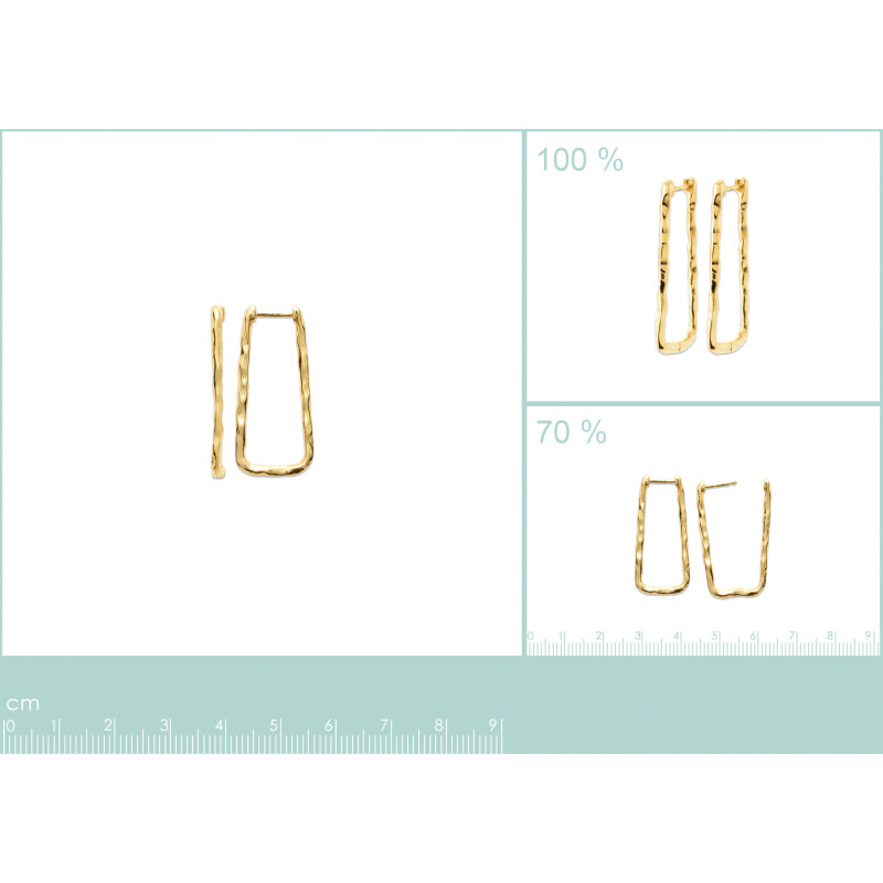 Boucles D’oreilles Créoles Femmes KINGGOO – Coloris Or Ou Argent – Forme Rectangle élégante