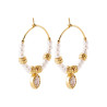 Boucles d'oreilles créoles avec perle doré et perle culture