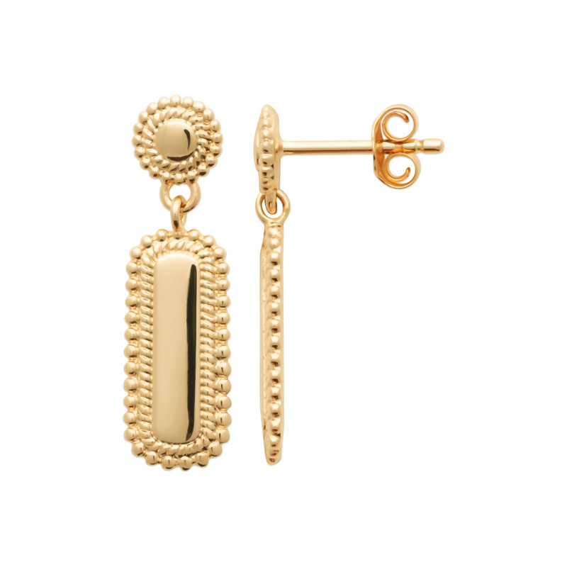 Boucles D'oreilles Pendantes à Gros Plateau Rond Argenté - Motif Pierre, Alliage, Neuf Sans Emballage