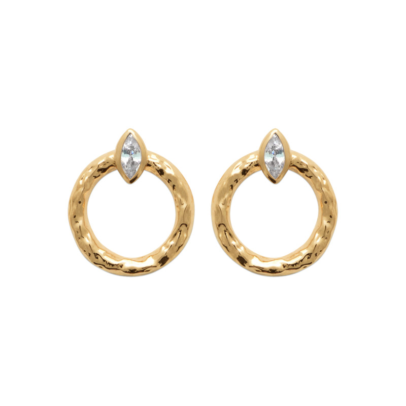 Boucles d'oreilles rond effet chiffonné CZ