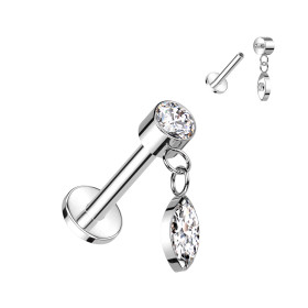 Piercing Labret Monroe 16G Titane Push-in - Bijoux Lèvre Tragus Helix 5-12mm