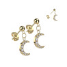 Boucles d'oreilles lune pendante CZ doré