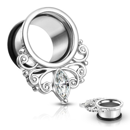 Piercing tunnel marquise avec CZ