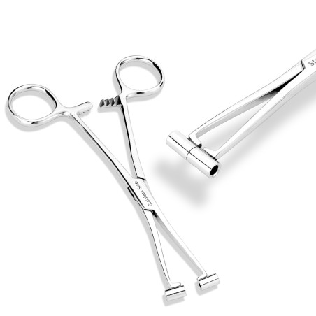 Pince forceps pour piercing septum en acier 316 L. Pince de piercing en acier médical pour stérilisation par autoclave.