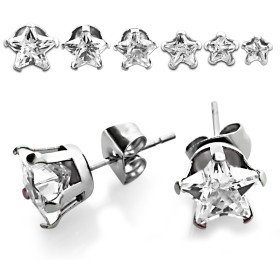 Boucles d'oreilles étoile en acier CZ blanc