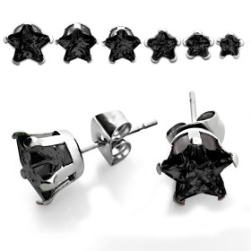 Boucles d'oreilles étoile en acier CZ noir