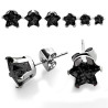 Boucles d'oreilles étoile en acier CZ noir