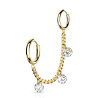 Anneaux d'oreille relié chaine avec CZ doré