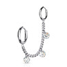Anneaux d'oreille relié chaine avec CZ