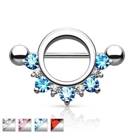 Piercing téton contour serti de CZ