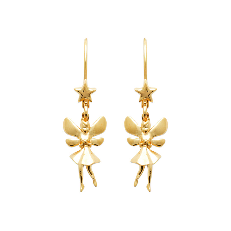 Boucles d'oreilles fée pendante plaqué or