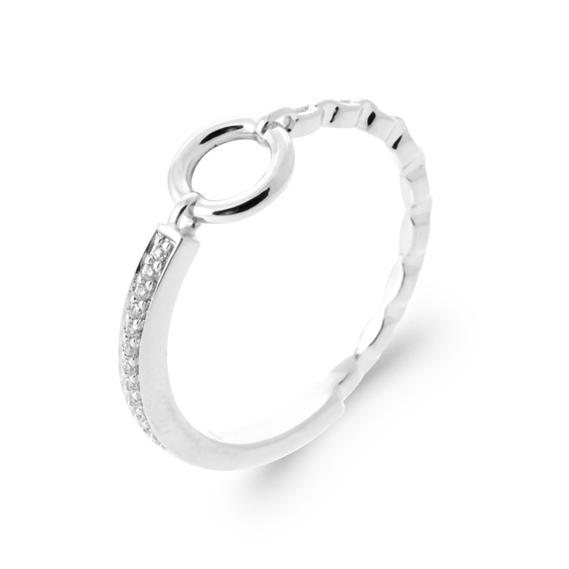 Bague en argent maille et CZ