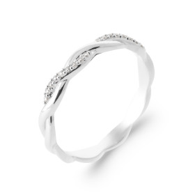 Bague en argent torsade CZ