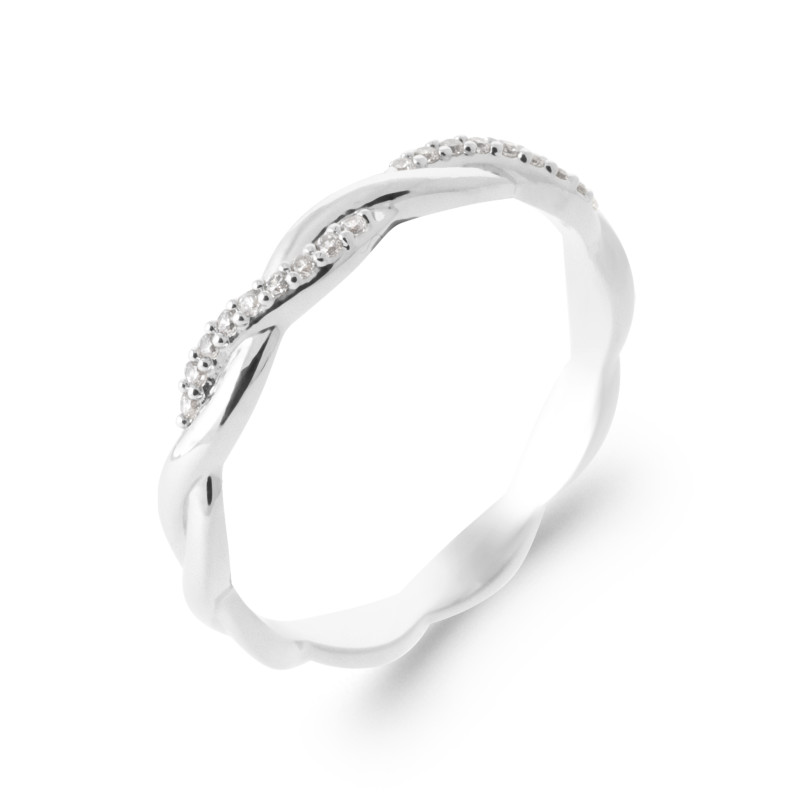 Bague en argent torsade CZ