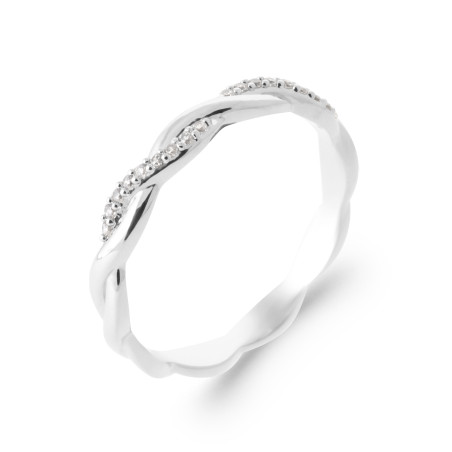 Bague en argent torsade CZ