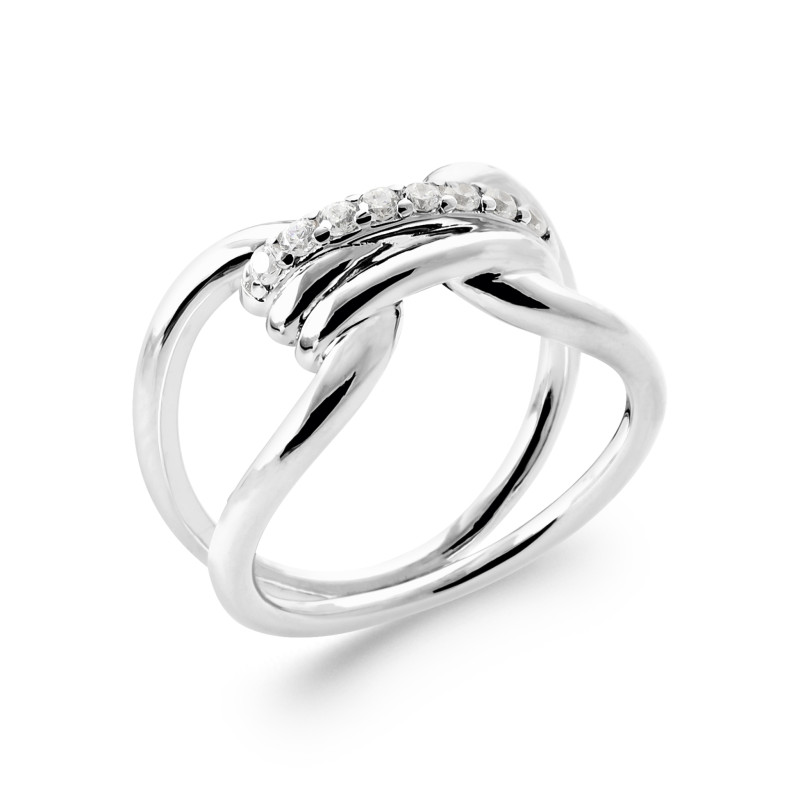 Bague en argent deux boucles travaillés