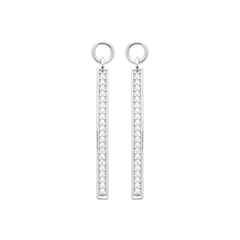 Boucles d'oreilles en argent pendante barre CZ