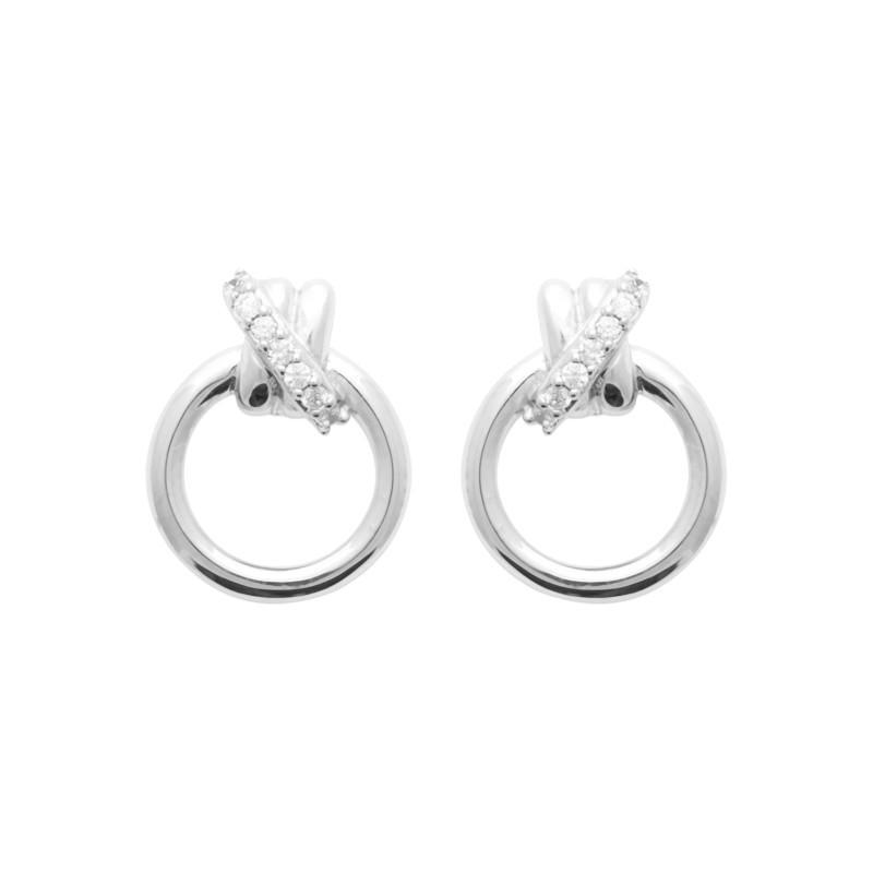 Boucles d'oreilles en argent rond CZ