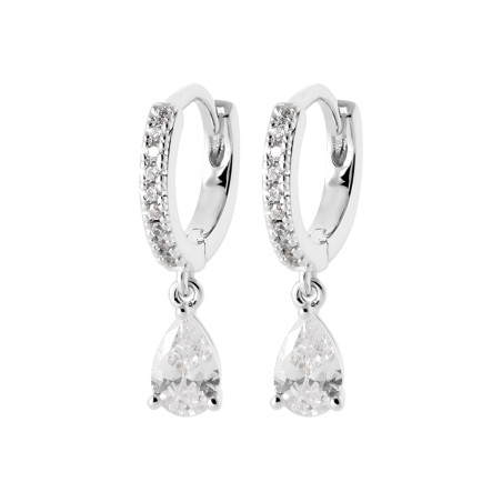 Boucles d'oreilles en argent créoles avec pendant CZ